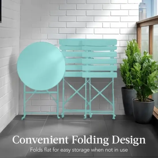 Best Choice Products 3-Piece Small Bistro Set, Folding Patio Furniture Set of 2 Chairs and Table image {4}