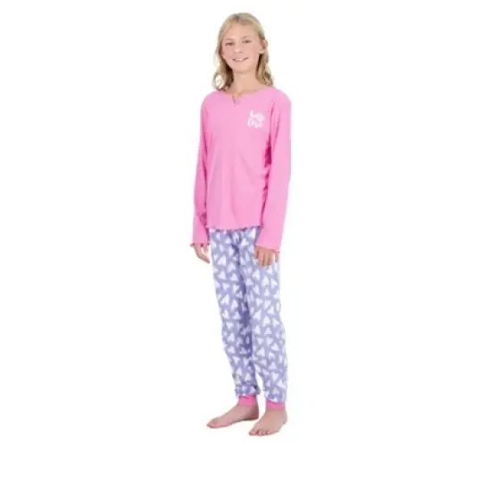Sleep On It Girls 2-Piece Fleece Pajama Set - Hello Love image {2}