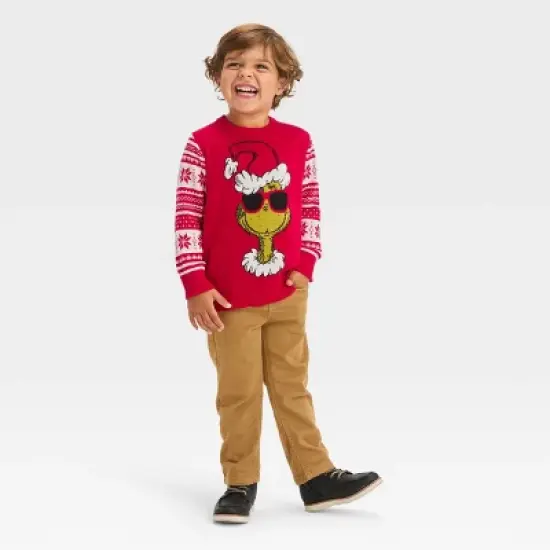 Toddler Boys' The Grinch Knitted Pullover Sweater - Red image {2}