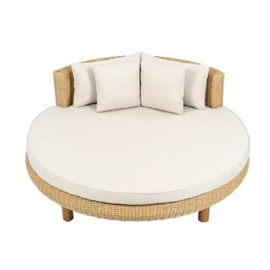 Christopher Knight Home Lauriel Boho Patio Plastic Wicker Daybed with Cushions and 4 Pillows image {4}