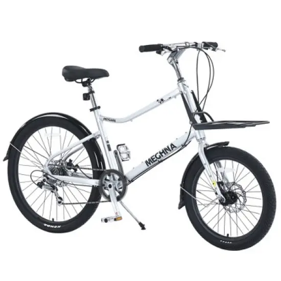 INFURNIC Bicycles, 26 Inch Freestyle Bike for Men Women Boys and Girls, 7 Speed Cargo Bike, Silver, 65"*27.56"*42.13" image {5}