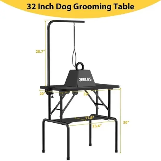 LOVMOR Dog Grooming Table,Foldable Pet Grooming Tables at Home with Adjustable Arm,Nooses, Mesh Tray image {1}