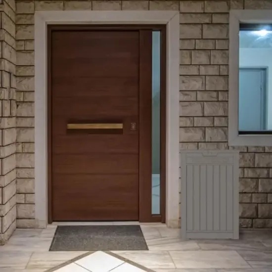 Sersper Multi-Purpose Outdoor Storage Box, 48-Gallon Lockable Trash, Storage, and Parcel Drop Box, Waterproof and Durable Resin Material, Brown image {1}