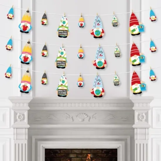 Big Dot of Happiness School Gnomes - Teacher and Classroom DIY Decorations - Clothespin Garland Banner - 44 Pieces image {2}