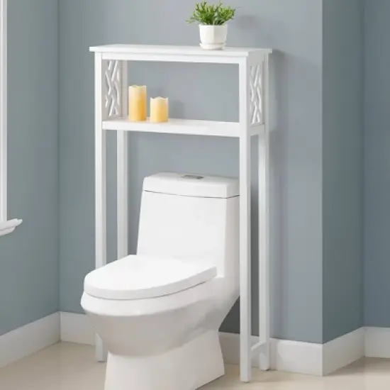 Coventry Bathroom Over the Toilet Open Storage Shelf White - Alaterre Furniture image {1}