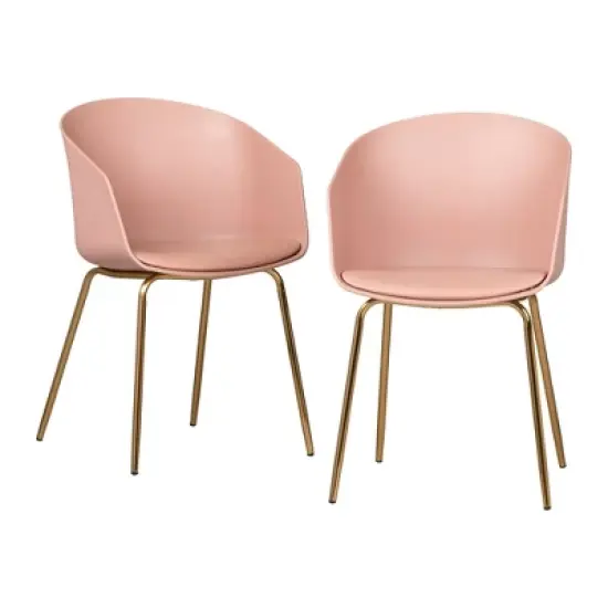 Set of 2 Flam Dining Chairs with Gold Metal Legs - South Shore image {9}