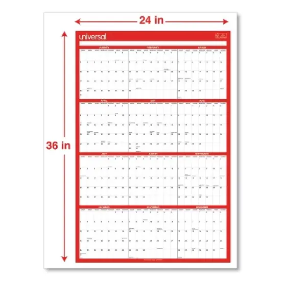 Erasable Wall Calendar, 24 x 36, White/Red Sheets, 12-Month (Jan to Dec): 2026 image {2}