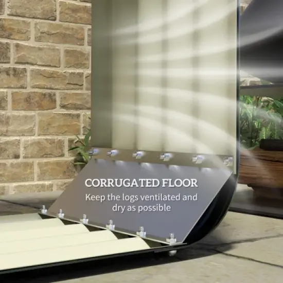 Galvanized Steel Shed Firewood Storage Rack, 4.7' x 1.4' x 4.7' Log Holder Storage Shed with Rubberized Edge for Easy Assembly image {4}