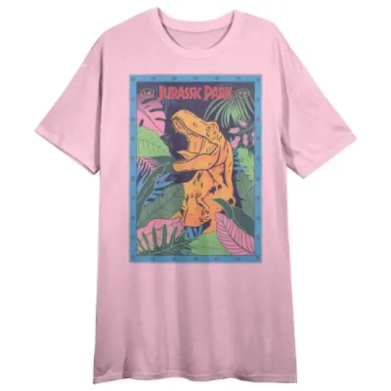 Jurassic Park T-Rex Crew Neck Short Sleeve Cradle Pink Women's Night Shirt image {2}
