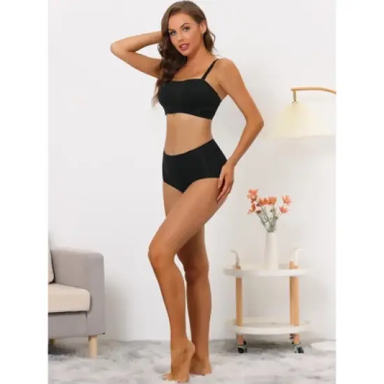 Allegra K Women's Wirefree Non-Slip Front Buckles Strapless Bandeau Bra and Panty Sets image {4}