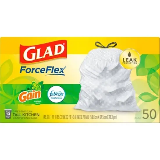 Glad ForceFlex Tall Kitchen Drawstring Trash Bags - Gain Original - 13 Gallon image {10}
