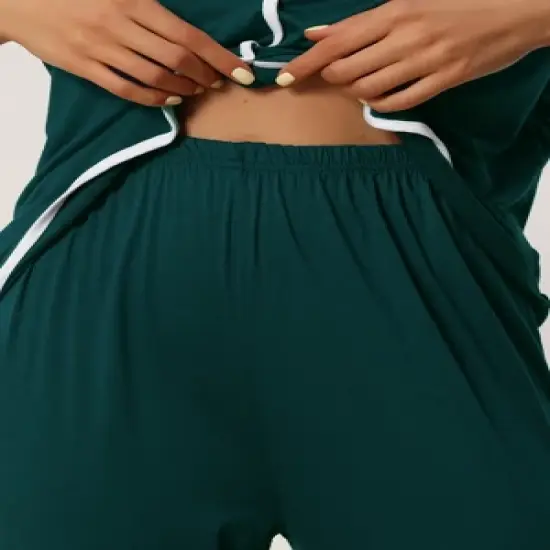 cheibear Womens Sleepwear Pajamas Long Sleeve Pullover Tops with Pants Lounge Sets image {3}