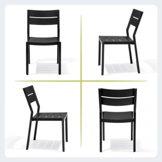 Crestlive products 9pc aluminum patio dinning set 94.49in table and 8 chairs Aluminum top Black for outdoor pool lawn image {6}