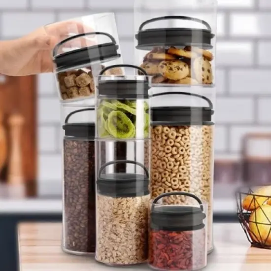 Prepara Evak Fresh Saver Short Airtight Food Storage Containers with Black Handle, BPA Free Pantry Organizer Canisters image {4}