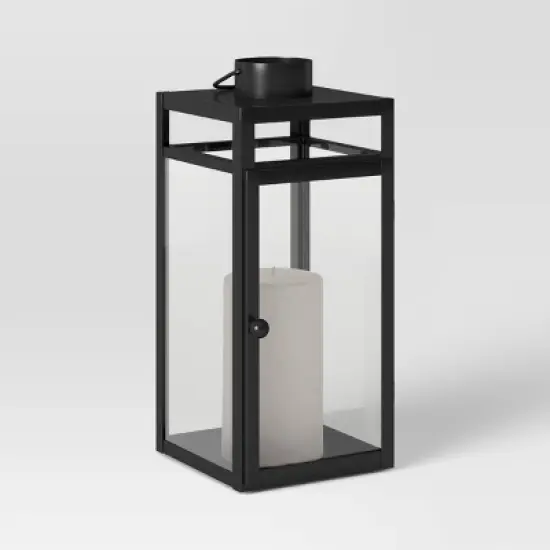 24" x 8" Decorative Metal Lantern Candle Holder Black - Threshold&trade; image {3}