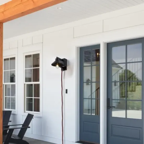 C Cattleya Black Outdoor Barn Light Sconce with GFCI Outlet image {5}