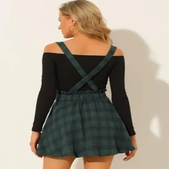 Allegra K Women's Gothic Plaid High Waisted Detachable Suspender Skirts image {4}