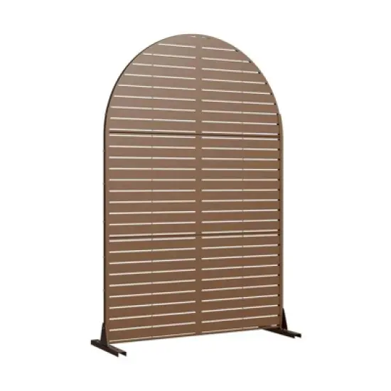 PexFix 72 x 47 Inch Louvered Arch Metal Privacy Screen Freestanding Outdoor Divider Panel for Patio Deck Balcony Heavy Duty Base Weatherproof Brown image {5}