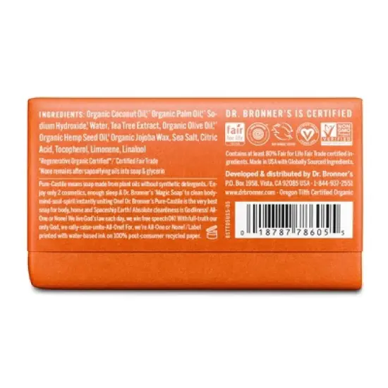 Dr. Bronner's All-One Pure-Castile Magic Bar Soap - Tea Tree - 5oz image {1}
