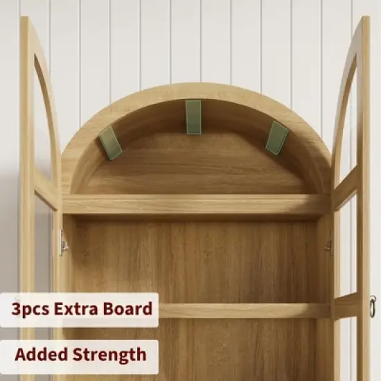 72" Arched Kitchen Pantry, Wood Arch Kitchen Storage Cabinets with Doors, Drawers, Shelves, Farmhouse Freestanding Versatile Large Cupboard Cabinet image {4}