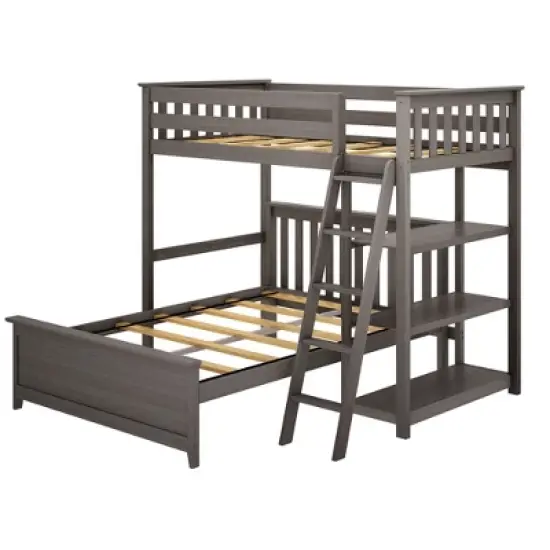 Max & Lily L-Shaped Twin over Full Bunk Bed with Bookcase image {2}