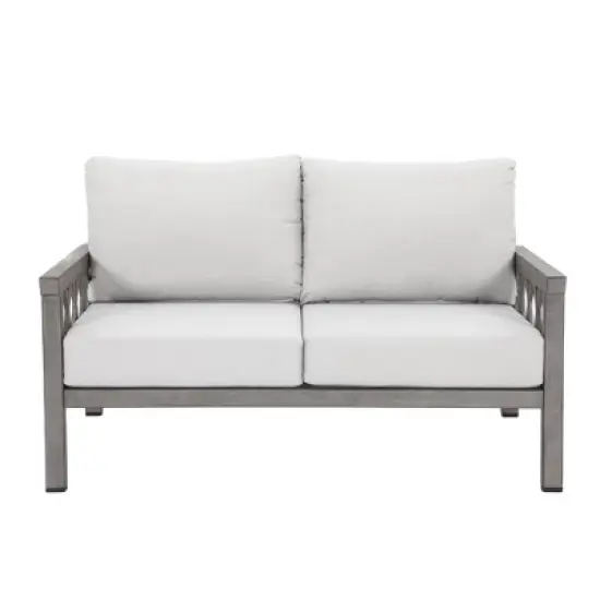 COWLOWN Outdoor Aluminum Loveseat, 2-Seater All-Weather Patio Sofa with Cushions, Modern Rust-Resistant Couch for Garden, Balcony, or Poolside image {4}