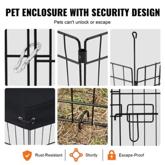 VEVOR Dog Playpen, 8 Pcs 30"H x 24"W Panels Foldable Metal Pet Exercise Pen, Dog Fence Indoor and Outdoor Pen with Door, Bottom Pad and Top Cover image {5}