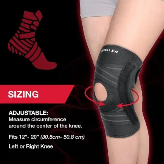 Mueller Self Adjusting Hinged Knee Stabilizer, Max Support, Black, One Size image {3}