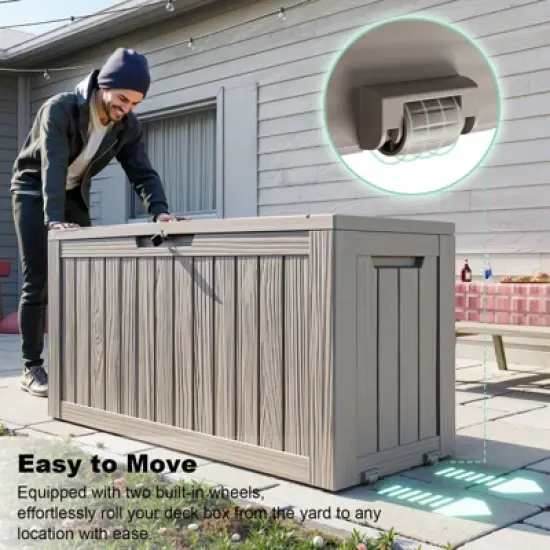 Kumasinova 72 Gal Deck Box with Ample Storage,All-Weather PP Resin Outdoor Storage Box,UV Protected & Waterproof,KD Design image {1}