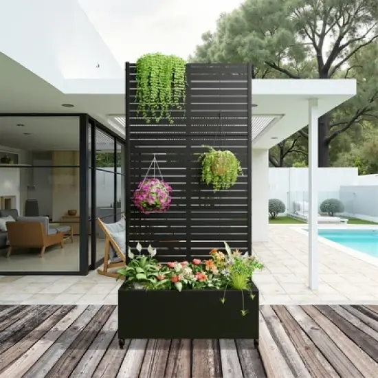 Lirago Iron Mobile Planters Plant Box Raised Garden Bed Trellis for Climbing Plants - 72x35 image {10}