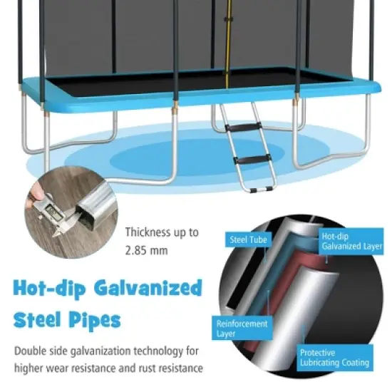 Costway 8 x 14 FT Rectangular Recreational Trampoline W/ Safety Enclosure Net Ladder Outdoor image {3}