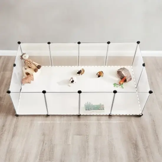 Pet Playpen with Floor, Dog Kennel, Small Animal Pen, Pet Fence Cages Indoor, DIY Plastic Enclosure for Hamsters, Rabbits, 56.3 x 28.7 x 18.1 Inches image {3}