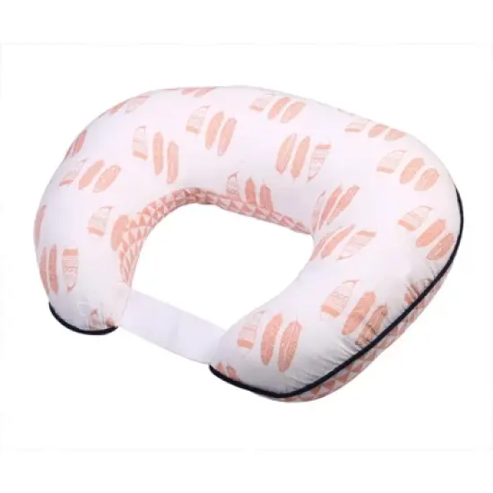Bacati - 3 pc Olivia Tribal Coral/Navy Feathers/Triangles Muslin Hugster Feeding & Infant Support Nursing Pillow with 2 removable zippered covers image {7}
