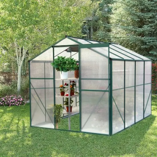 Kelly 6'x8' Garden Shed, Heavy Duty Walk-in Polycarbonate Greenhouse, Outdoor Furniture - The Pop Home image {7}