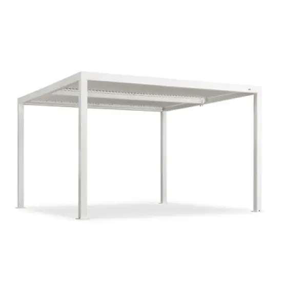 PURPLE LEAF Outdoor Louvered Pergola Aluminum Gazebo Modern White Patio Metal Pergola with Adjustable Rainproof Hardtop for Garden Lawns Yard image {11}