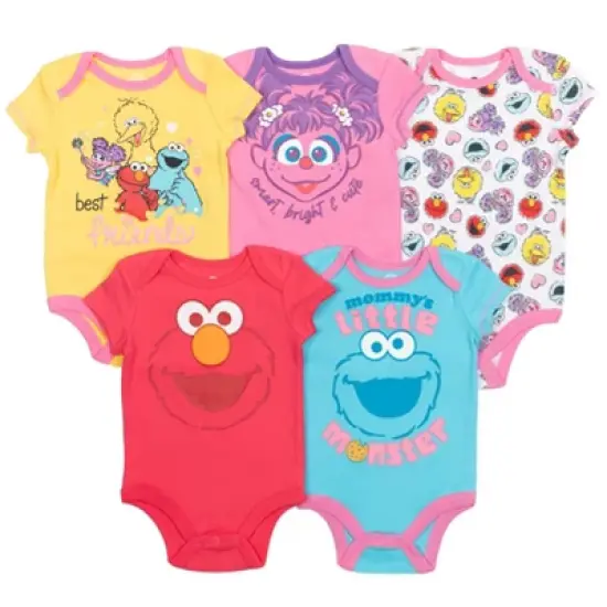 Sesame Street Baby 5 Pack Bodysuits Newborn to Infant  image {8}