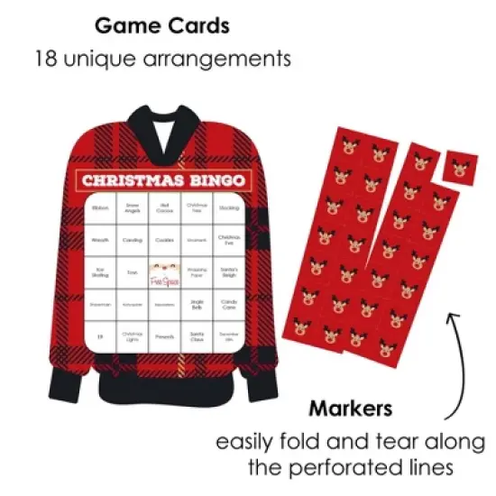Big Dot of Happiness Jolly Santa Claus - Bingo Cards and Markers - Christmas Party Shaped Bingo Game - Set of 18 image {1}