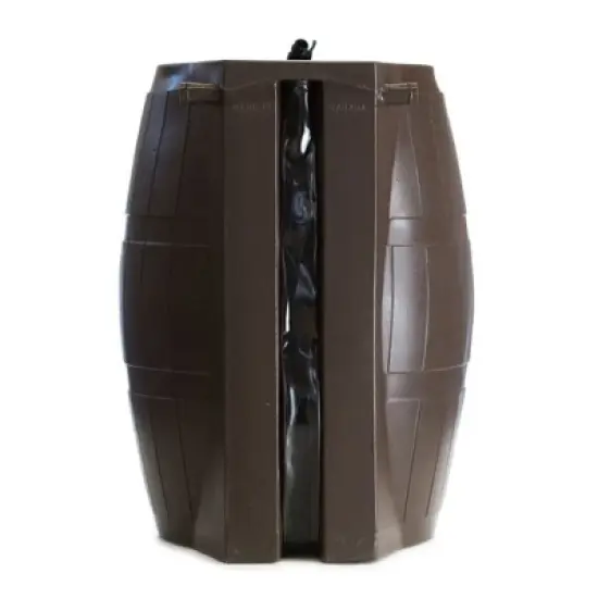 FCMP Outdoor 50-Gallon BPA Free Flat Back Home Rain Catcher Water Storage Collection Barrel for Watering Outdoor Plants & Gardens, Brown (3 Pack) image {3}