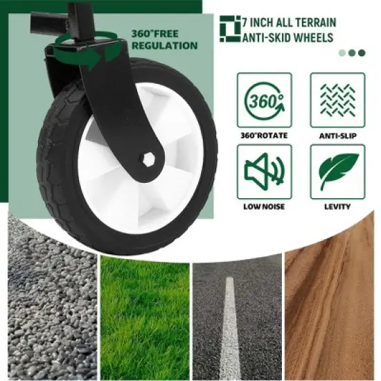 NAYSAYE Wagon Collapsible Utility Cart with Strapping System and Plastic Liner Set for Outdoors, Green, 35.04"*21.65"*38.98" image {4}