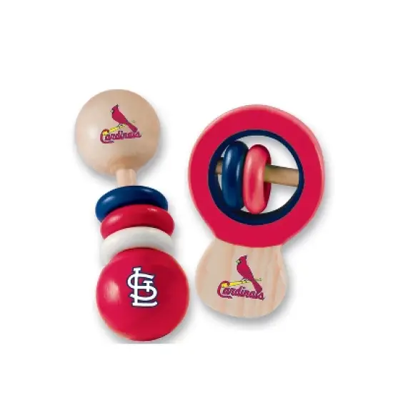 BabyFanatic Wood Rattle 2 Pack - MLB St. Louis Cardinals Baby Toy Set image {1}