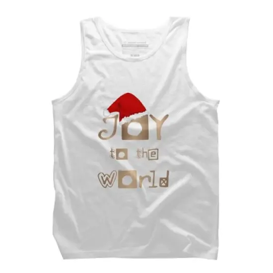 Men's Design By Humans Christmas Design - Joy to the World in Gold Design and Red By SimplyDesign Tank Top image {6}