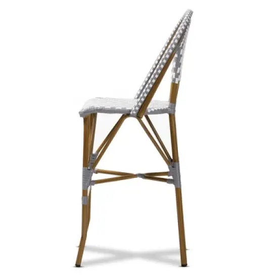 Ilene Indoor and Outdoor Stackable Bistro Barstool Gray/White - BaxtonStudio image {6}
