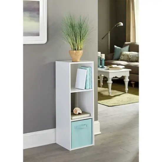 Closetmaid Wooden Decorative Stackable Horizontal Vertical 3 Cube Shelving Unit Storage Organizer Cubeical for Living Room, Bedroom, or Office, White image {2}