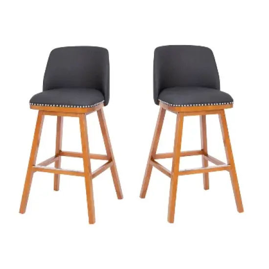 Flash Furniture Julia Set of 2 Transitional Upholstered Barstools with Nailhead Trim and Solid Wood Frames image {11}