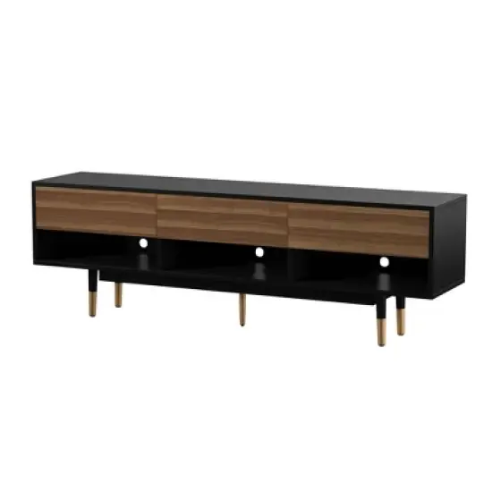 Vanore Mid-Century 3 Drawer TV Stand for TVs up to 80" Black - HOMES: Inside + Out image {5}