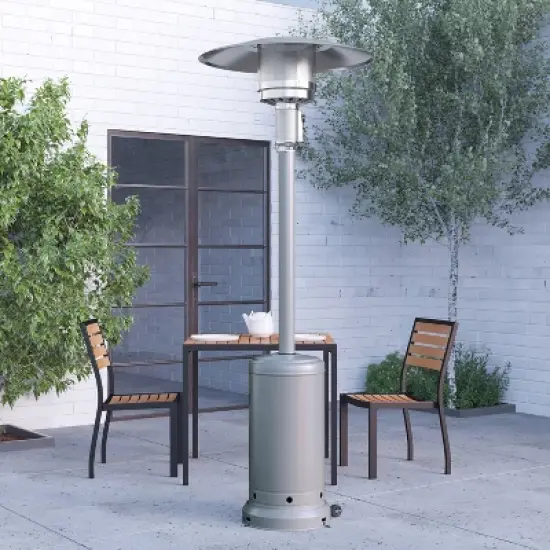 Merrick Lane Stainless Steel 7.5' Tall 40,000 BTU Outdoor Propane Patio Heater with Wheels image {7}