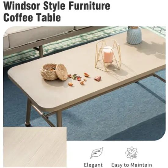 Captiva Designs 4PC Windsor Style Patio Outdoor Sofa Conversation Set with Swivel Chairs for Deck Lawn Backyard image {4}