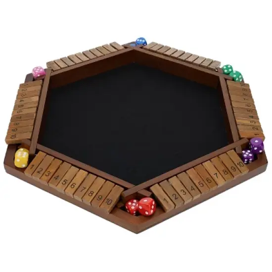 Pacific Shore Games 6 Player 14 in. Shut The Box Board Game, Wood image {10}