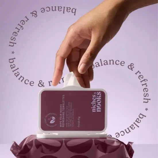 Niches & Nooks Intimate pH Balanced Refreshing Flushable Feminine Wipes - Fresh Fig - 45ct image {2}