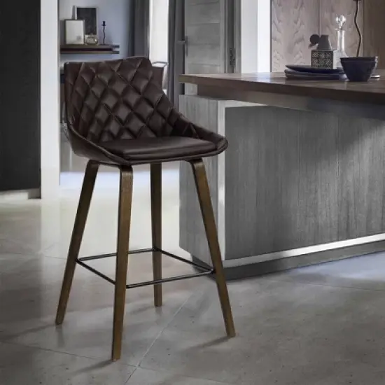 26" Dani Swivel Barstool Brown - Armen Living image {5}
